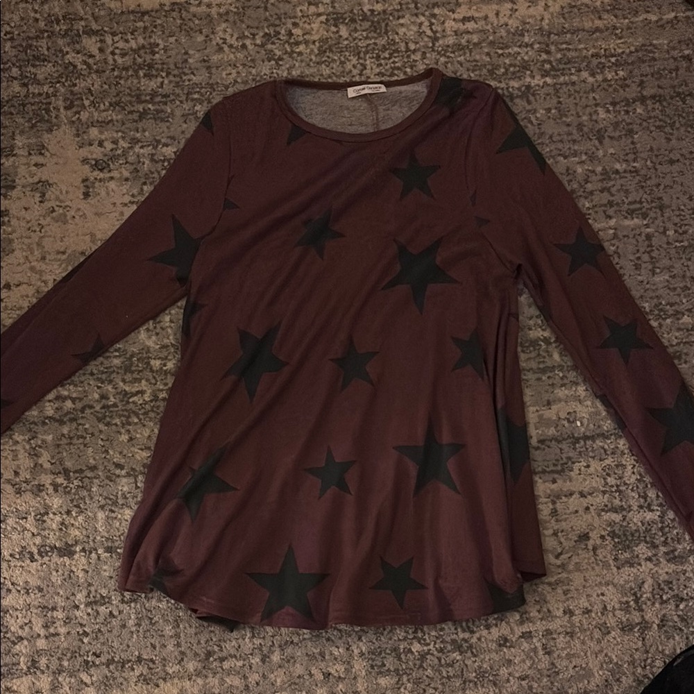 Chaser Burgundy Star Long Sleeve Tee